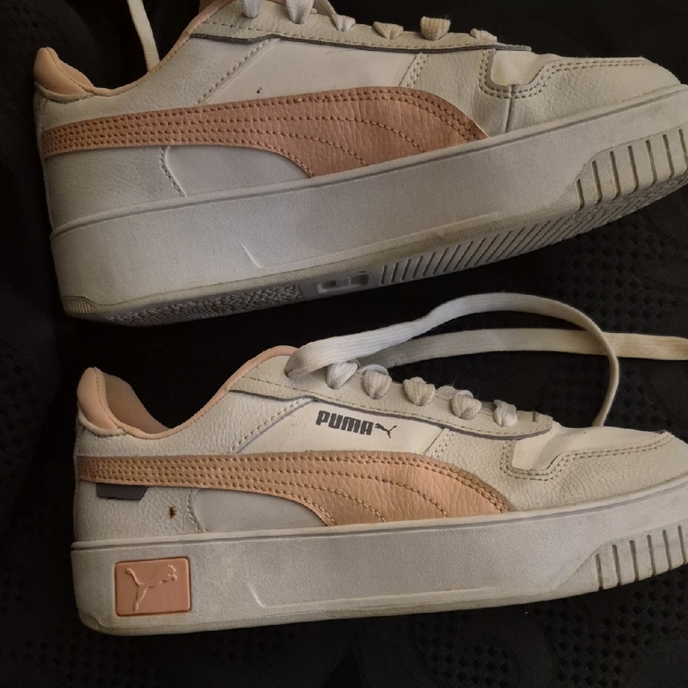 Puma Peach and Off-White Sneakers
